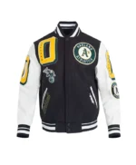 Mashup Oakland Athletics Black and White Varsity Jacket