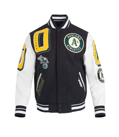 Mashup Oakland Athletics Black and White Varsity Jacket