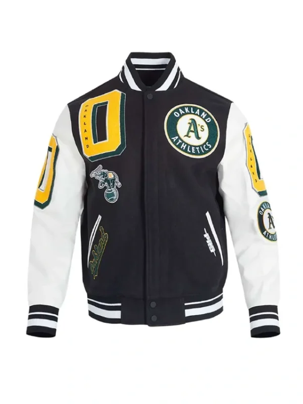 Mashup Oakland Athletics Black and White Varsity Jacket