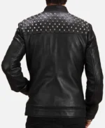Men Black Jacket With Spiked Studded On Shoulder