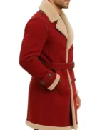 Men’s Christmas Red Shearling Trench Coat