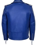 Men’s Classic Motorcycle Blue Studded Jacket