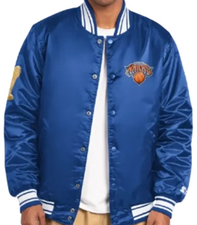 NY Knicks 2026 Finals Champions Blue Satin Starter Jacket
