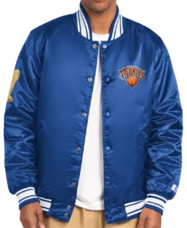 NY Knicks 2026 Finals Champions Blue Satin Starter Jacket