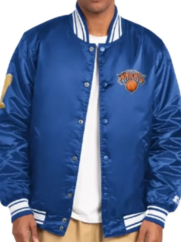 NY Knicks 2026 Finals Champions Blue Satin Starter Jacket