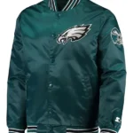 Mens Retro Philadelphia Eagles Satin Green Jacket