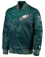 Mens Retro Philadelphia Eagles Satin Green Jacket