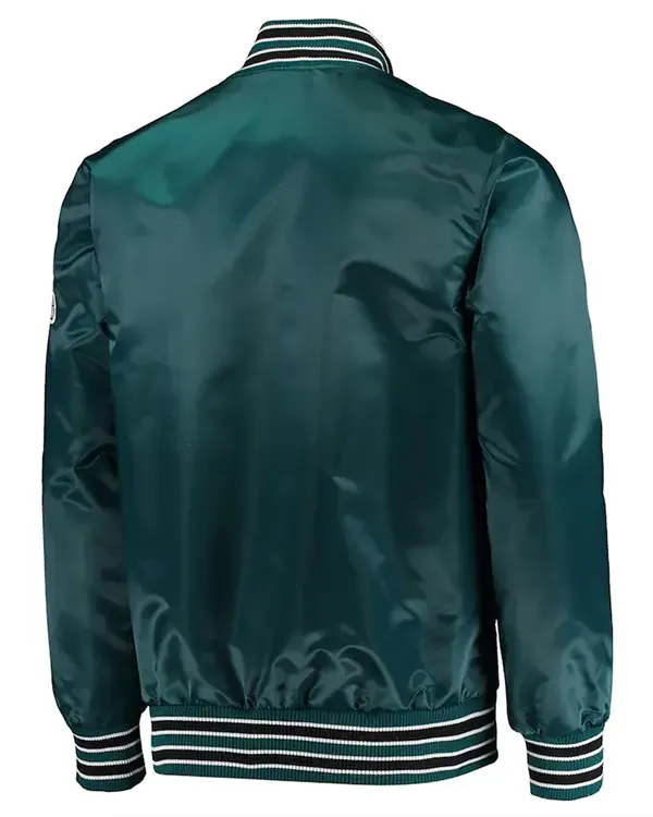 Mens Retro Philadelphia Eagles Satin Green Jacket