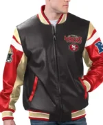 Men’s SF 49ers Leather Bomber Jacket