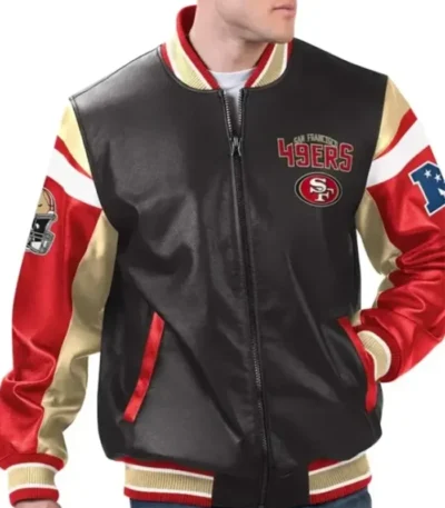 Men’s SF 49ers Leather Bomber Jacket
