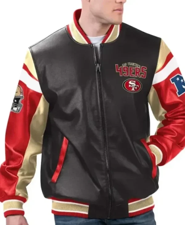 Men’s SF 49ers Leather Bomber Jacket