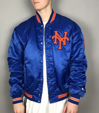 Mets New York Blue-White Satin Jacket