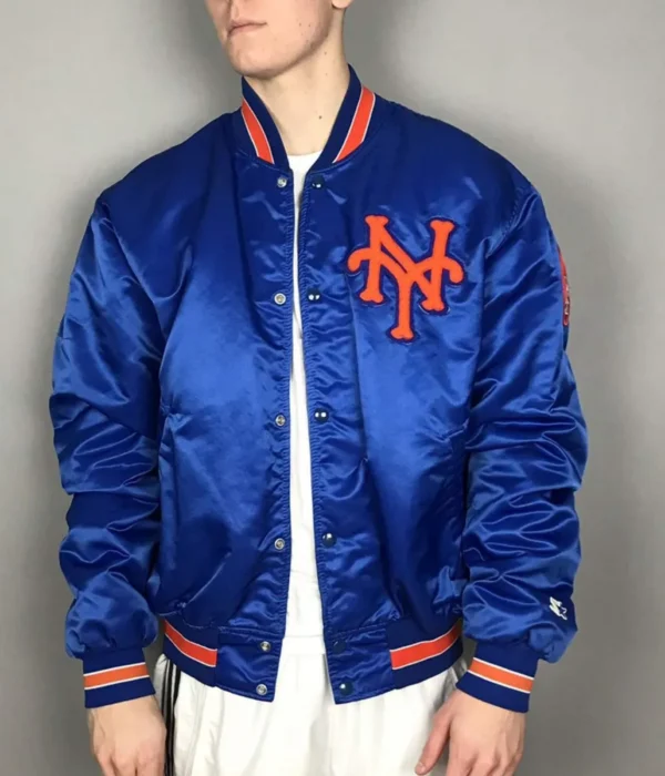 Mets New York Blue-White Satin Jacket