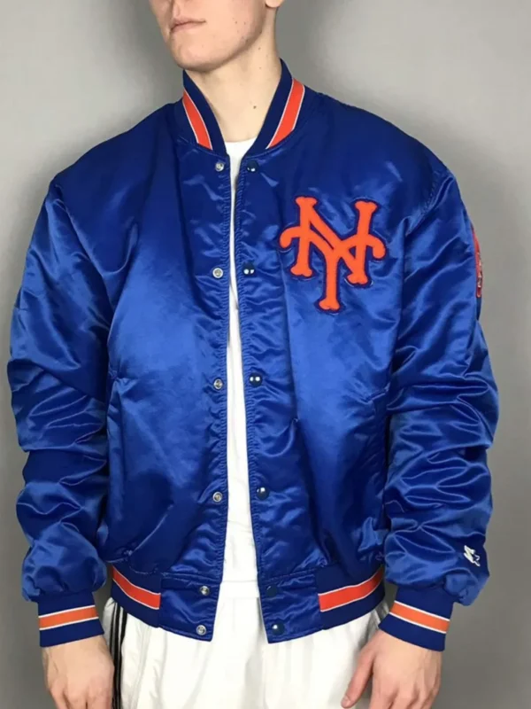 Mets New York Blue-White Satin Jacket
