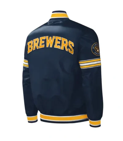 Milwaukee Brewers Midfield Navy Satin Jacket