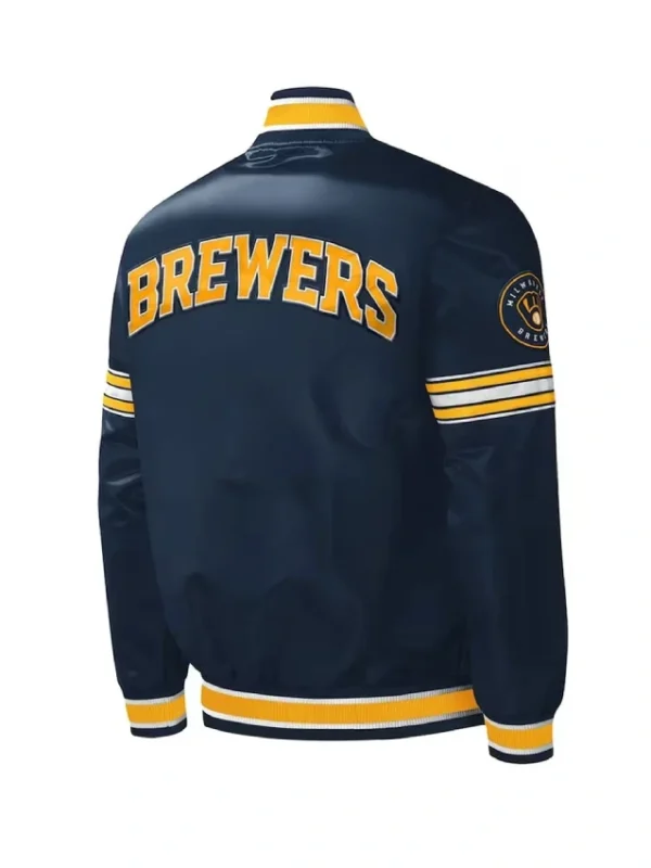 Milwaukee Brewers Midfield Navy Satin Jacket