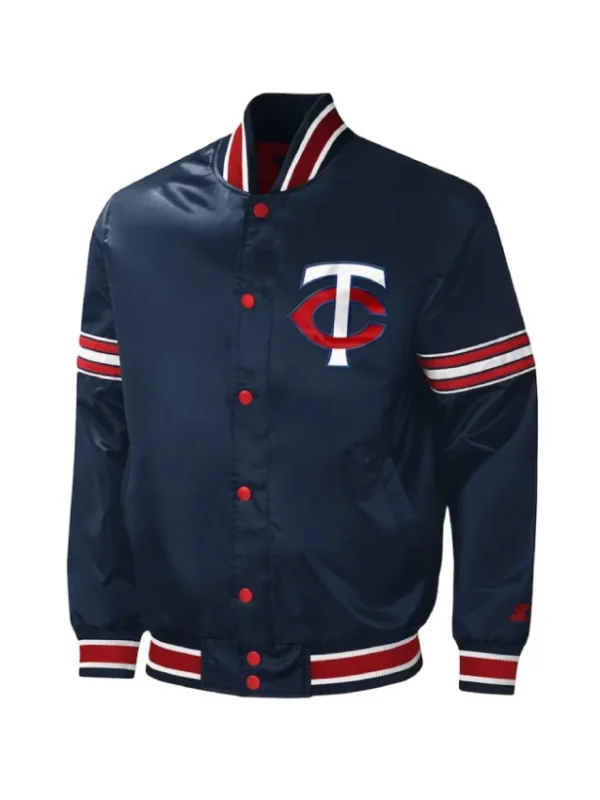 Midfield Minnesota Twins Varsity Navy Satin Jacket
