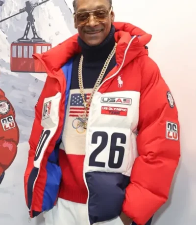 Winter Olympics 2026 Snoop Dogg Team USA Red Puffer Jacket
