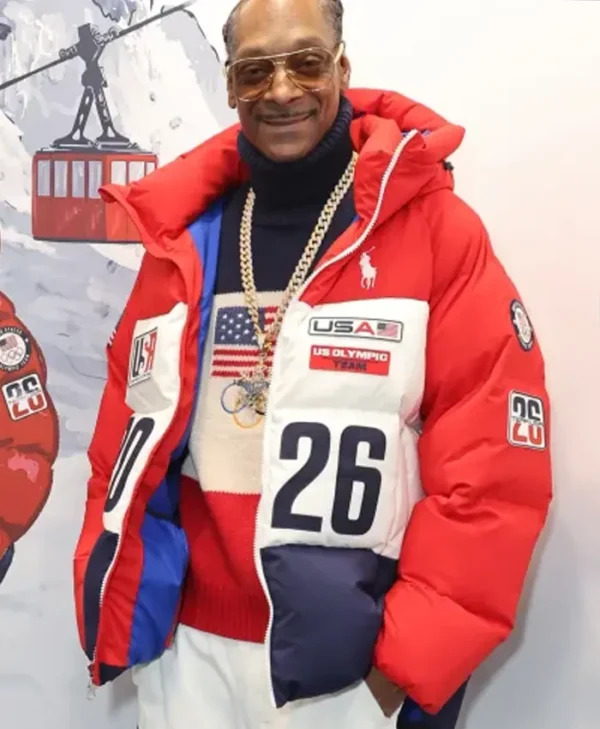 Winter Olympics 2026 Snoop Dogg Team USA Red Puffer Jacket
