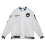 Milwaukee Brewers City Collection White Varsity Satin Jacket