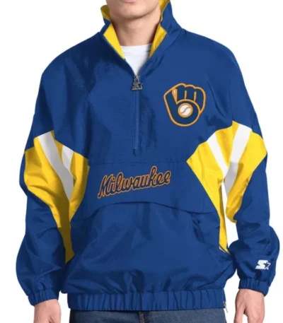 Milwaukee Brewers Cooperstown Chief Royal Pullover Jacket