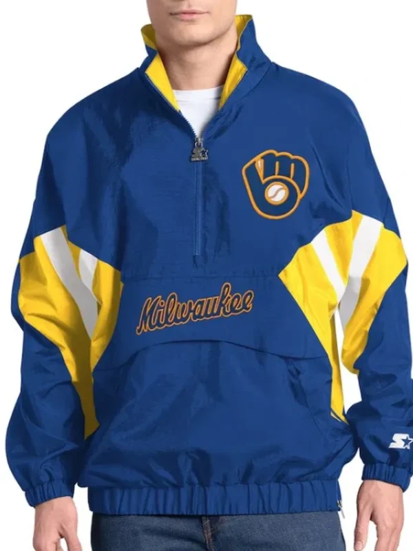 Milwaukee Brewers Cooperstown Chief Royal Pullover Jacket