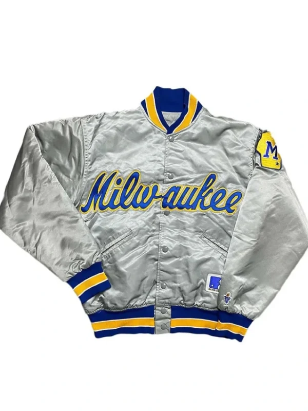 Milwaukee Brewers Grey Satin Jacket