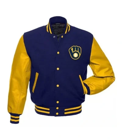 Milwaukee Brewers Letterman Blue and Gold Jacket