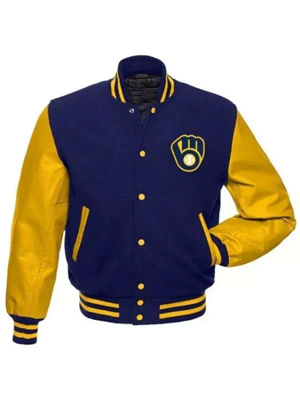 Milwaukee Brewers Letterman Blue and Gold Jacket