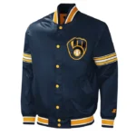 Milwaukee Brewers Midfield Navy Satin Jacket
