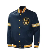 Milwaukee Brewers Midfield Navy Satin Jacket