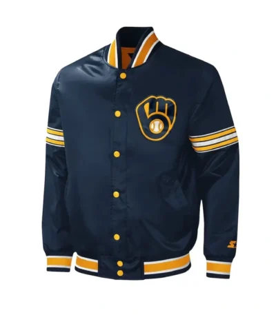 Milwaukee Brewers Midfield Navy Satin Jacket