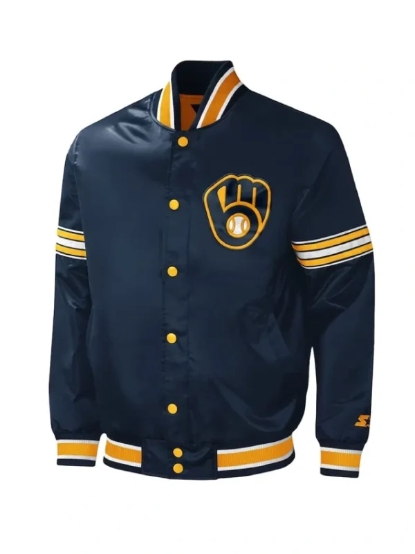 Milwaukee Brewers Midfield Navy Satin Jacket