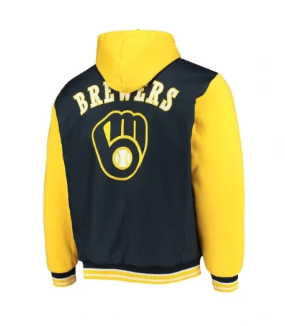Milwaukee Brewers Navy and Gold Hoodie Jacket