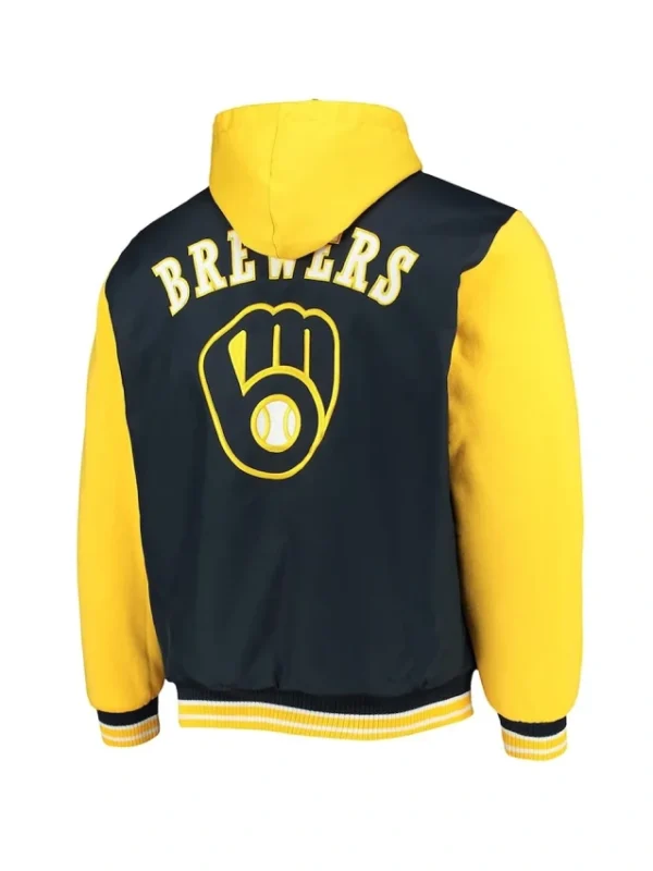 Milwaukee Brewers Navy and Gold Hoodie Jacket