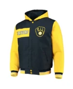 Milwaukee Brewers Navy and Gold Hoodie Jacket