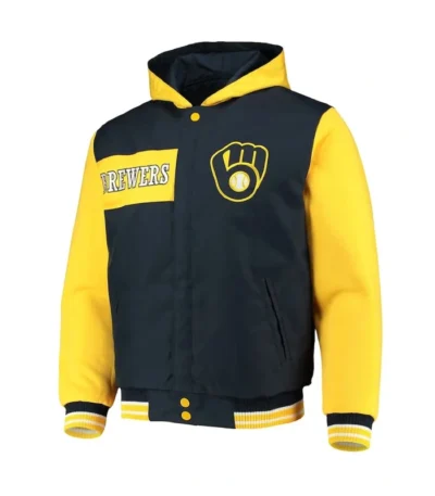Milwaukee Brewers Navy and Gold Hoodie Jacket
