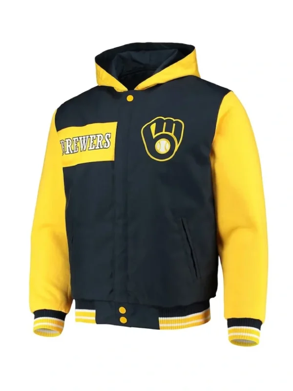 Milwaukee Brewers Navy and Gold Hoodie Jacket