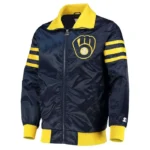 Milwaukee Brewers The Captain II Navy Satin Jacket