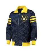 Milwaukee Brewers The Captain II Navy Satin Jacket