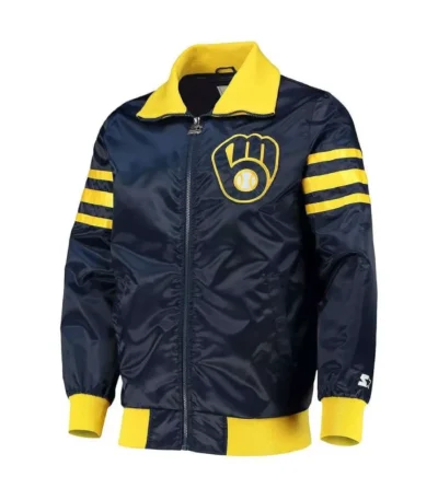 Milwaukee Brewers The Captain II Navy Satin Jacket