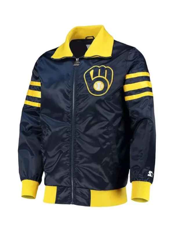 Milwaukee Brewers The Captain II Navy Satin Jacket