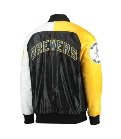 Milwaukee Brewers Tri-Color Varsity Satin Jacket