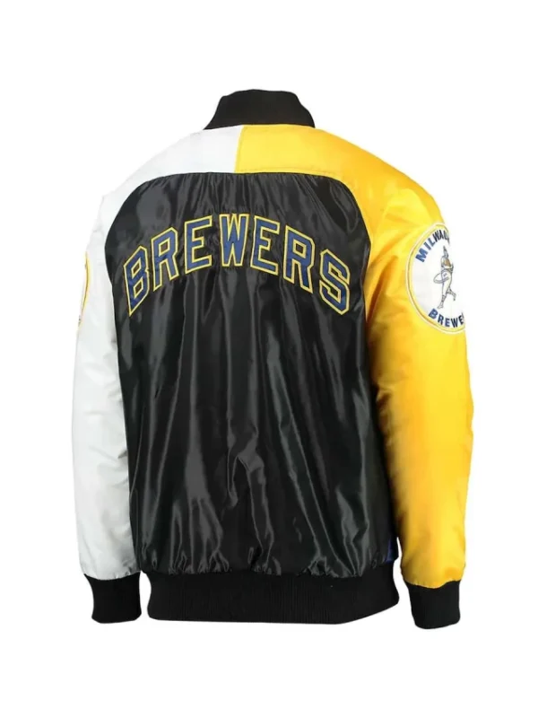 Milwaukee Brewers Tri-Color Varsity Satin Jacket