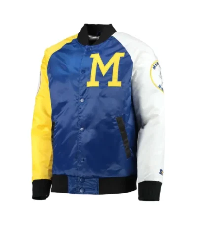 Milwaukee Brewers Tri-Color Varsity Satin Jacket