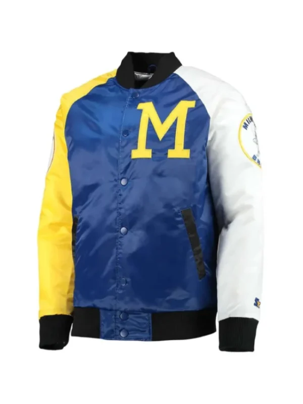 Milwaukee Brewers Tri-Color Varsity Satin Jacket
