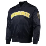 Milwaukee Brewers Wordmark Black Satin Jacket