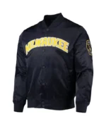 Milwaukee Brewers Wordmark Black Satin Jacket