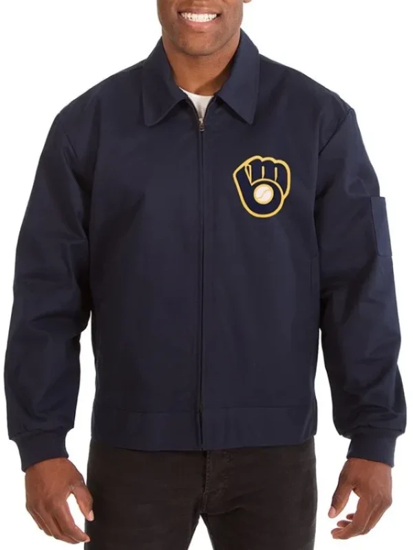 Milwaukee Brewers Workwear Navy Cotton Jacket