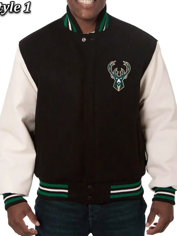 Milwaukee Bucks Black And White Varsity Jacket